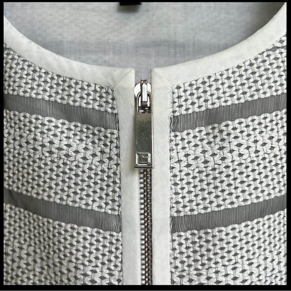 Lafayette 148 NY Tilda Translucent White/ Gray Striped Cropped Jacket Size XS - Picture 7 of 12